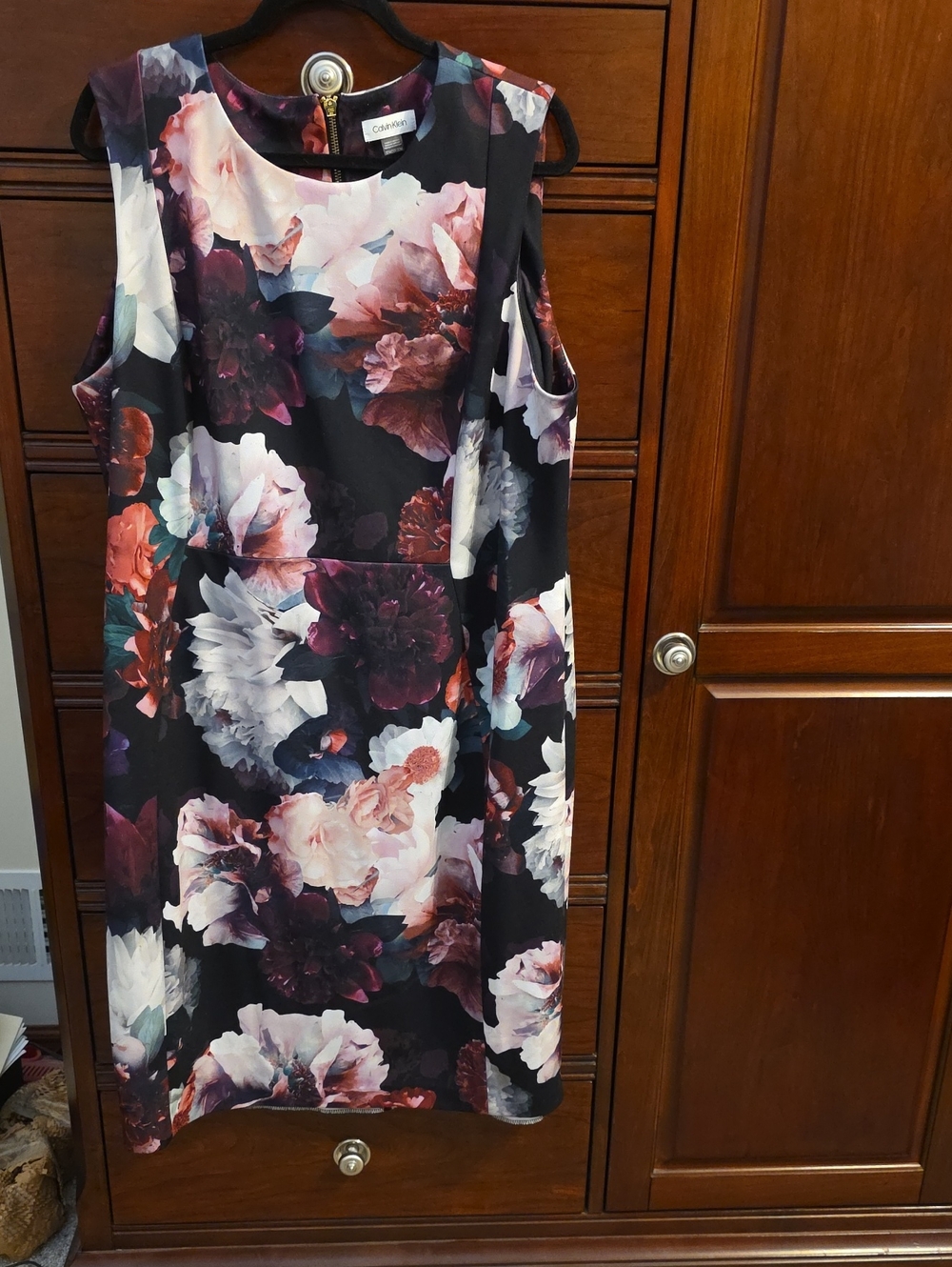 Calvin Klein Black Floral Midi Dress
